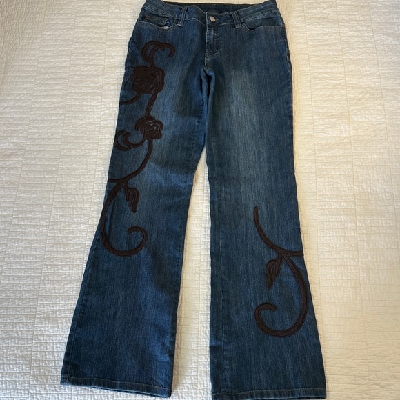 Boston Proper 4 Flare Denim Embellished Leg Like New Vintage Y2K - Picture 2 of 9